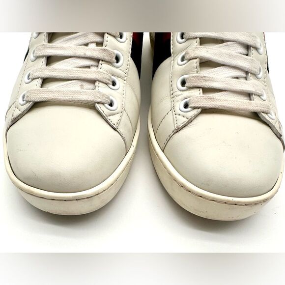 Gucci Ace Bee Embroidered Sneakers White leather Web Stripe Size EU 39.5 US 9.5 - Picture 11 of 14